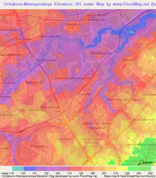 Ochakovo-Matveyevskoye,Russia Elevation Map