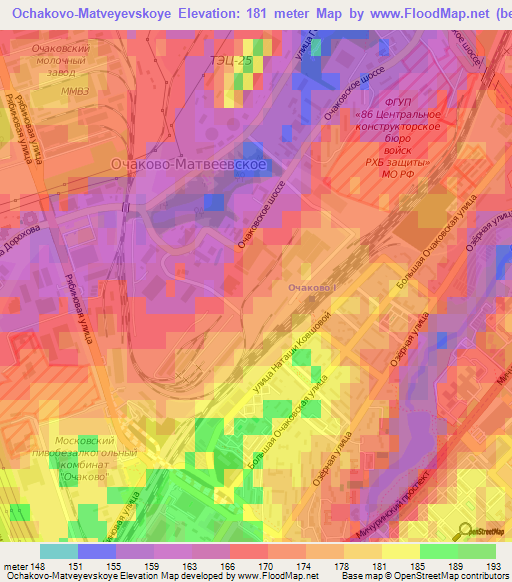 Ochakovo-Matveyevskoye,Russia Elevation Map