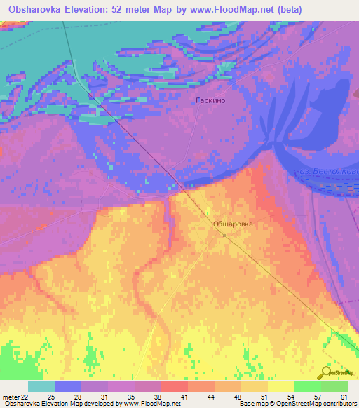 Obsharovka,Russia Elevation Map