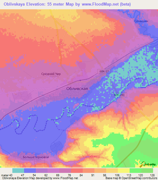 Oblivskaya,Russia Elevation Map