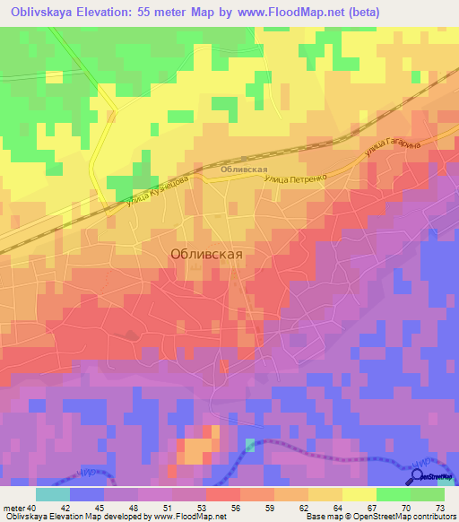 Oblivskaya,Russia Elevation Map