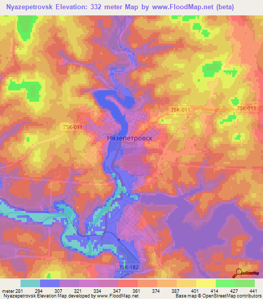 Nyazepetrovsk,Russia Elevation Map