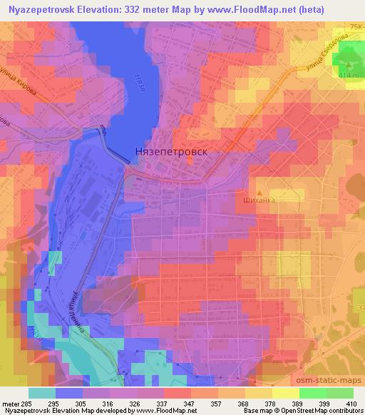 Nyazepetrovsk,Russia Elevation Map