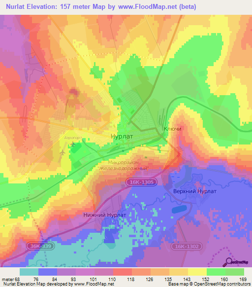 Nurlat,Russia Elevation Map