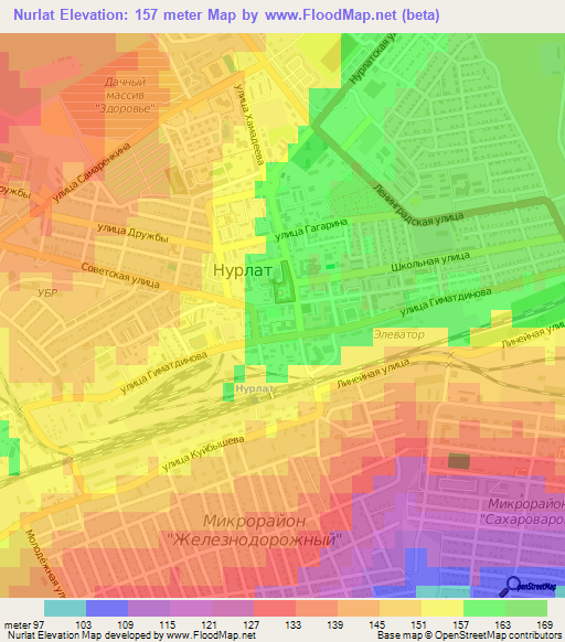 Nurlat,Russia Elevation Map