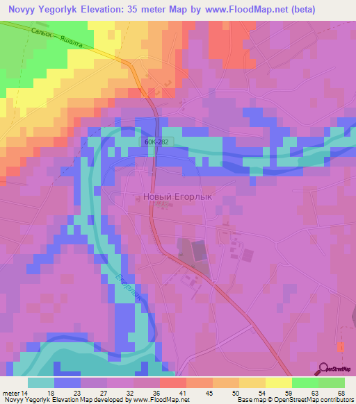 Novyy Yegorlyk,Russia Elevation Map