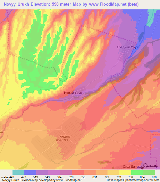 Novyy Urukh,Russia Elevation Map