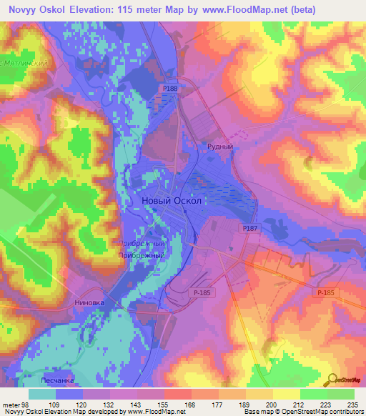 Novyy Oskol,Russia Elevation Map