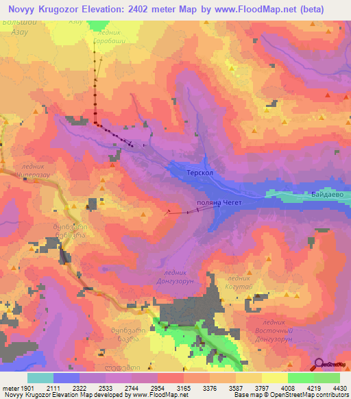 Novyy Krugozor,Russia Elevation Map