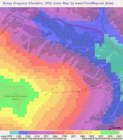 Novyy Krugozor,Russia Elevation Map