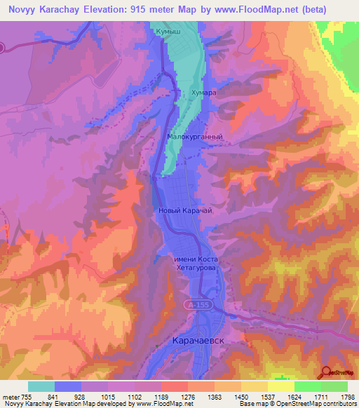 Novyy Karachay,Russia Elevation Map