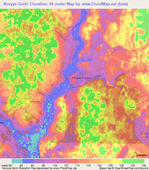 Novyye Gorki,Russia Elevation Map