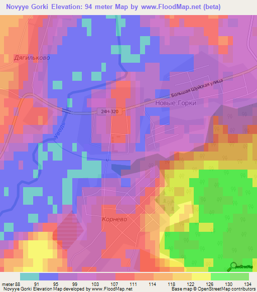 Novyye Gorki,Russia Elevation Map