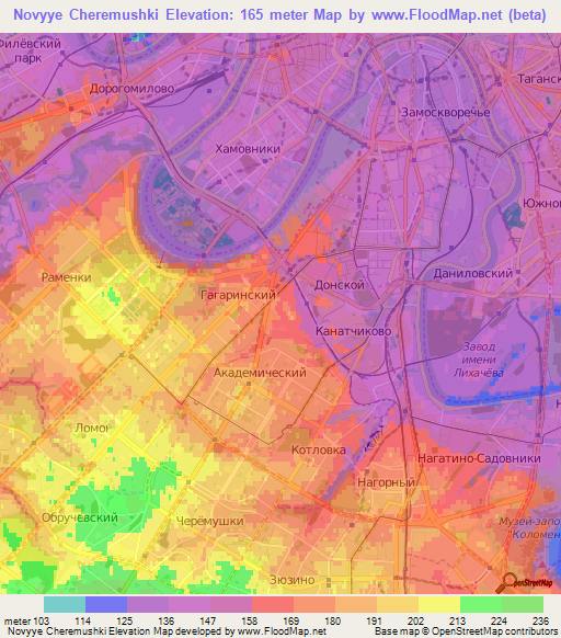 Novyye Cheremushki,Russia Elevation Map
