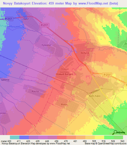 Novyy Batakoyurt,Russia Elevation Map