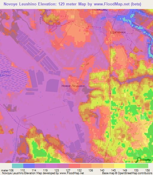 Novoye Leushino,Russia Elevation Map