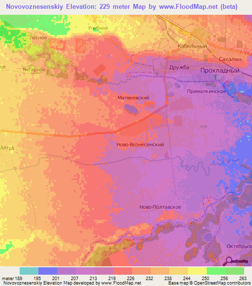 Novovoznesenskiy,Russia Elevation Map