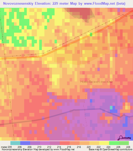 Novovoznesenskiy,Russia Elevation Map