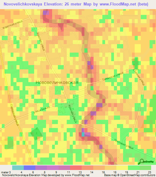 Novovelichkovskaya,Russia Elevation Map