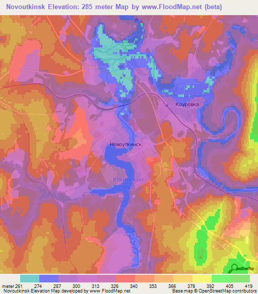 Novoutkinsk,Russia Elevation Map