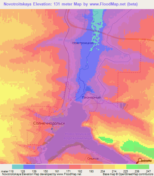 Novotroitskaya,Russia Elevation Map