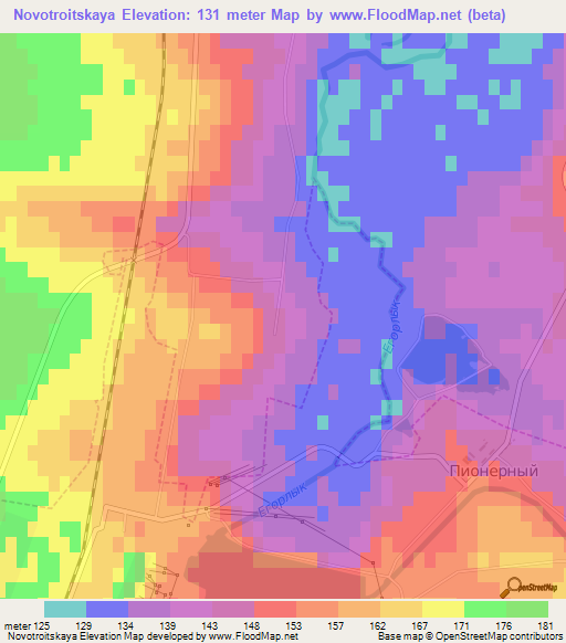 Novotroitskaya,Russia Elevation Map