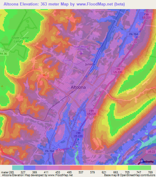 Altoona,US Elevation Map