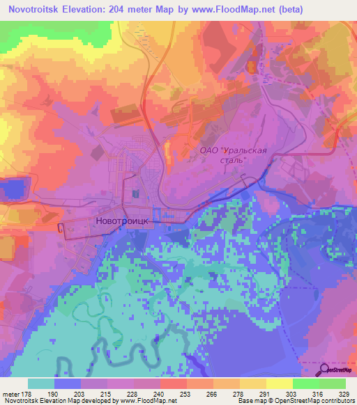 Novotroitsk,Russia Elevation Map