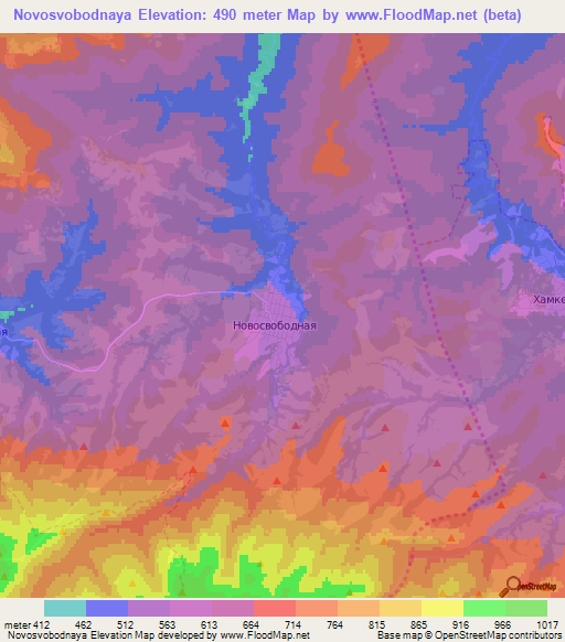 Novosvobodnaya,Russia Elevation Map