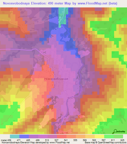 Novosvobodnaya,Russia Elevation Map