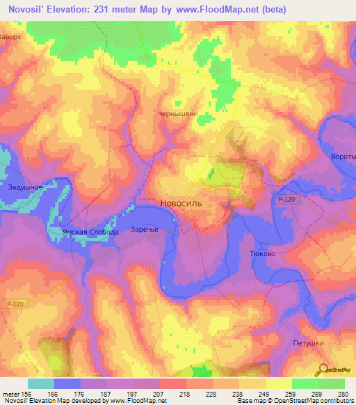 Novosil',Russia Elevation Map