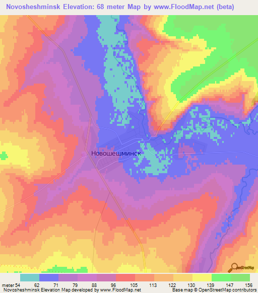 Novosheshminsk,Russia Elevation Map