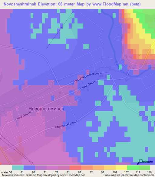 Novosheshminsk,Russia Elevation Map