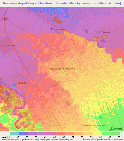 Novosevastopol'skoye,Russia Elevation Map