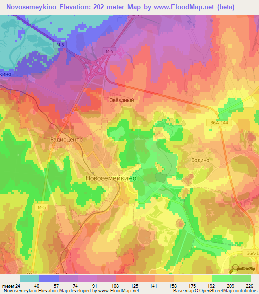 Novosemeykino,Russia Elevation Map