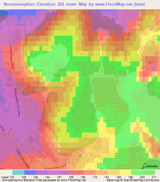 Novosemeykino,Russia Elevation Map