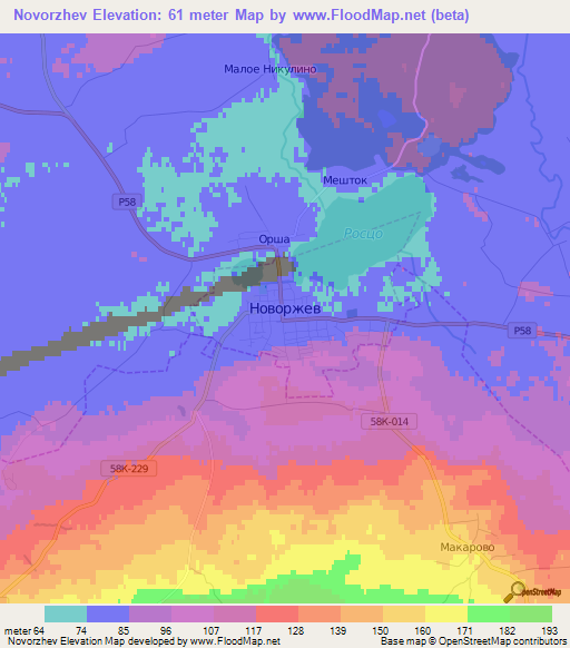 Novorzhev,Russia Elevation Map