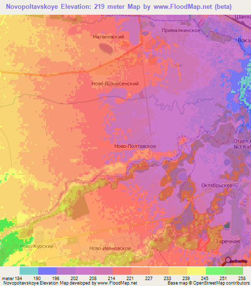 Novopoltavskoye,Russia Elevation Map