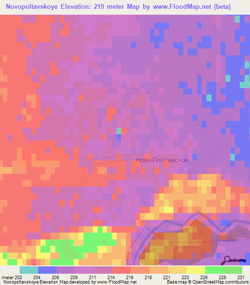 Novopoltavskoye,Russia Elevation Map