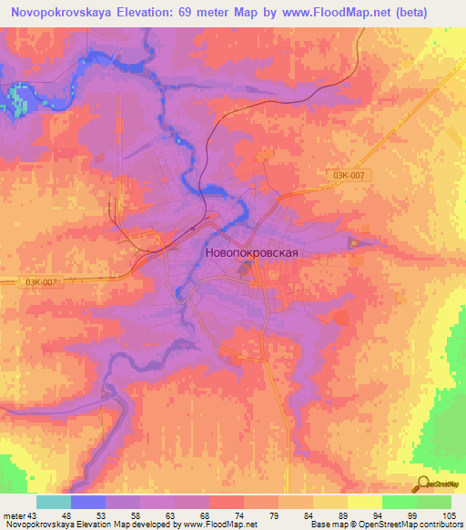 Novopokrovskaya,Russia Elevation Map