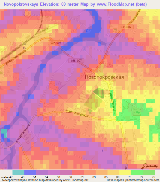 Novopokrovskaya,Russia Elevation Map