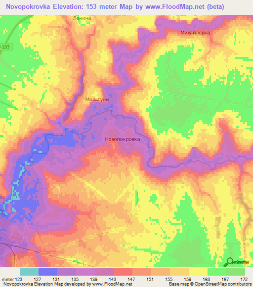 Novopokrovka,Russia Elevation Map