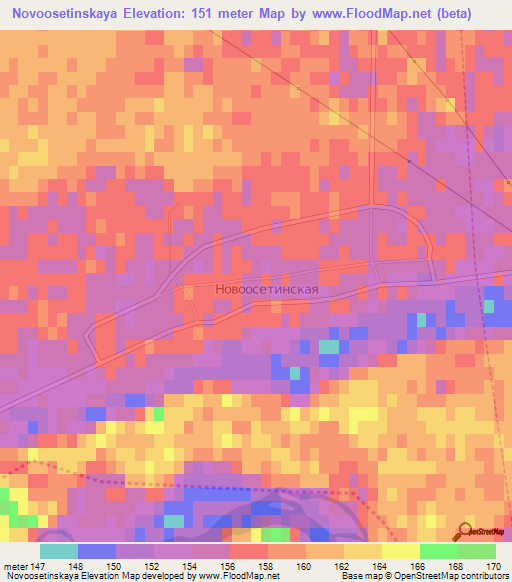 Novoosetinskaya,Russia Elevation Map