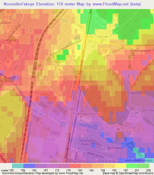 Novonikol'skoye,Russia Elevation Map