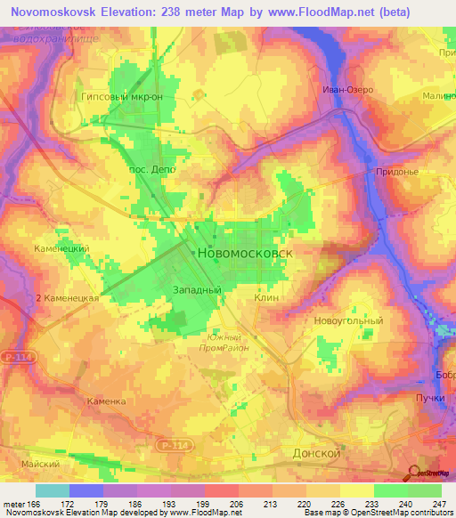 Novomoskovsk,Russia Elevation Map