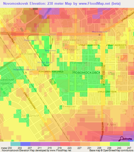 Novomoskovsk,Russia Elevation Map
