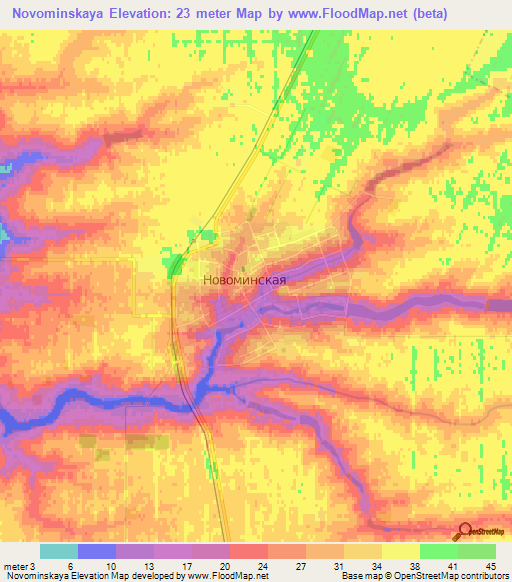 Novominskaya,Russia Elevation Map