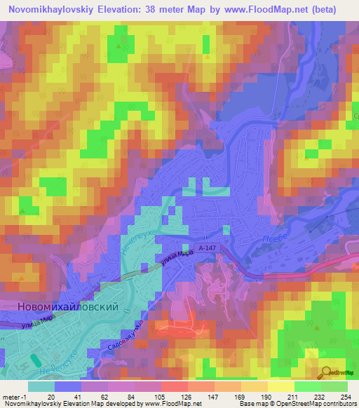 Novomikhaylovskiy,Russia Elevation Map