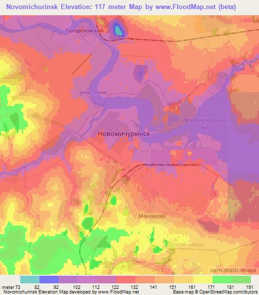 Novomichurinsk,Russia Elevation Map