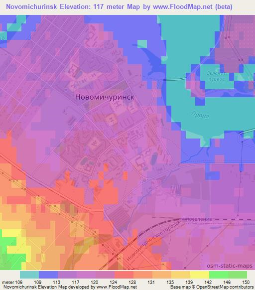 Novomichurinsk,Russia Elevation Map